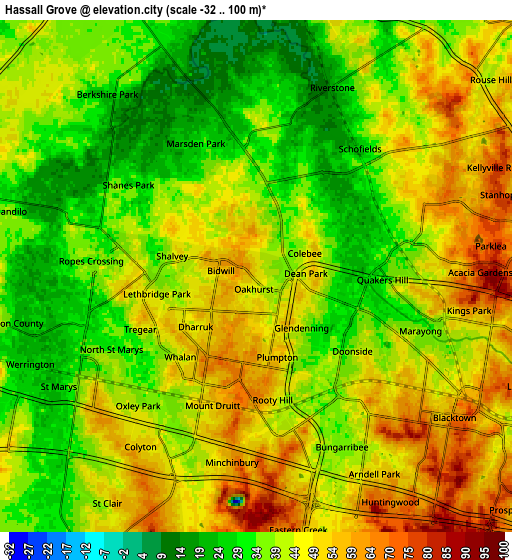 Zoom OUT 2x Hassall Grove, Australia elevation map