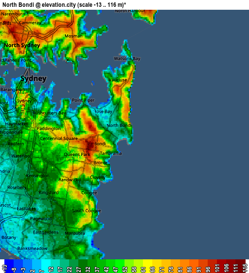 Zoom OUT 2x North Bondi, Australia elevation map