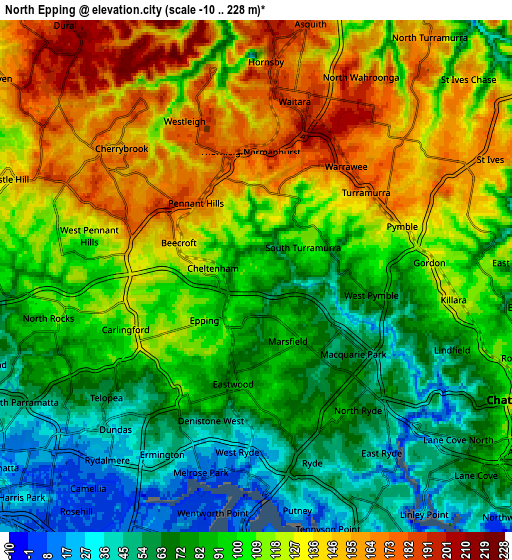 Zoom OUT 2x North Epping, Australia elevation map