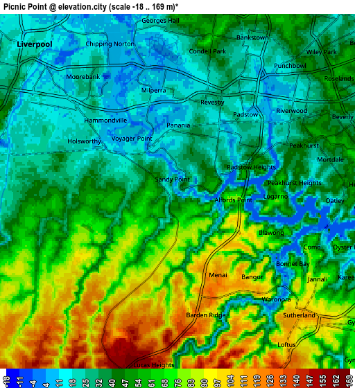 Zoom OUT 2x Picnic Point, Australia elevation map