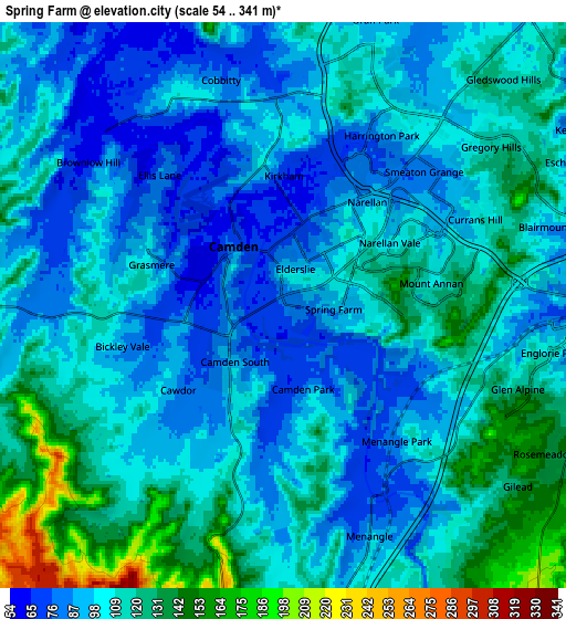 Zoom OUT 2x Spring Farm, Australia elevation map