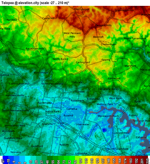 Zoom OUT 2x Telopea, Australia elevation map