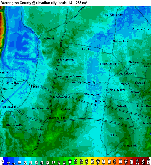 Zoom OUT 2x Werrington County, Australia elevation map