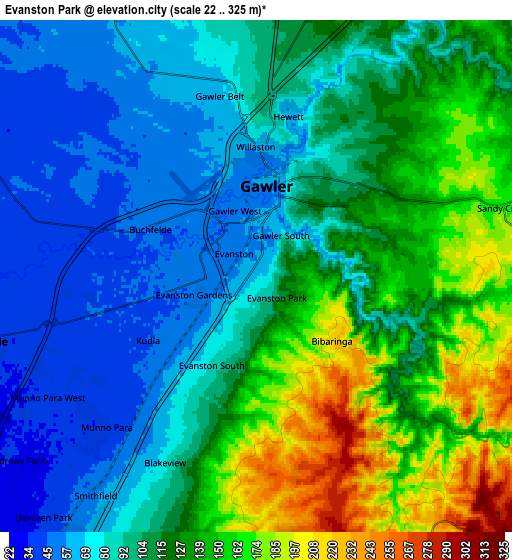 Zoom OUT 2x Evanston Park, Australia elevation map