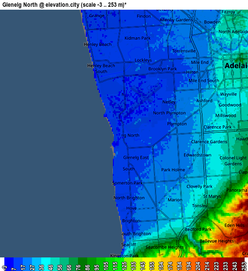 Zoom OUT 2x Glenelg North, Australia elevation map