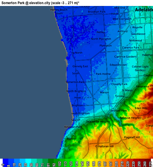 Zoom OUT 2x Somerton Park, Australia elevation map