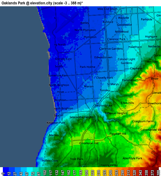 Zoom OUT 2x Oaklands Park, Australia elevation map