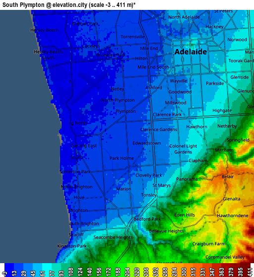 Zoom OUT 2x South Plympton, Australia elevation map