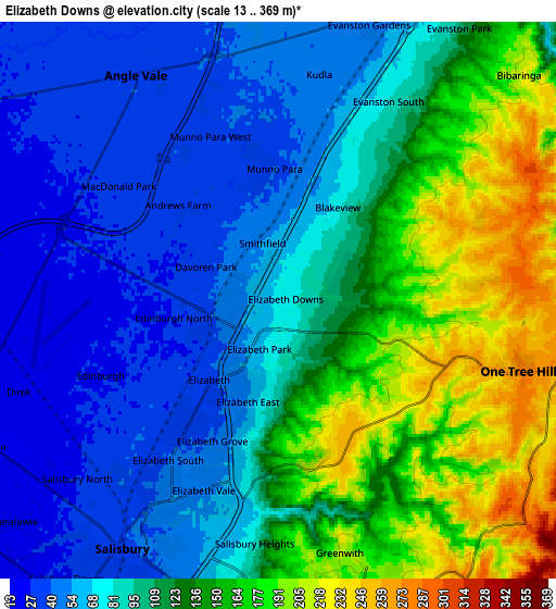 Zoom OUT 2x Elizabeth Downs, Australia elevation map