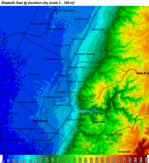 Zoom OUT 2x Elizabeth East, Australia elevation map