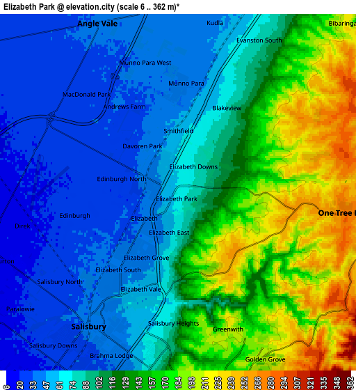 Zoom OUT 2x Elizabeth Park, Australia elevation map