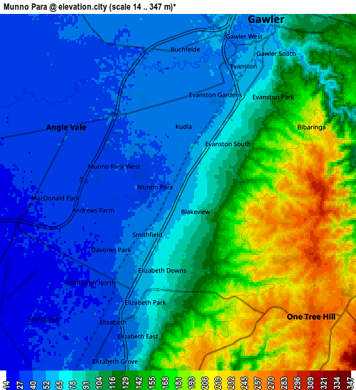 Zoom OUT 2x Munno Para, Australia elevation map