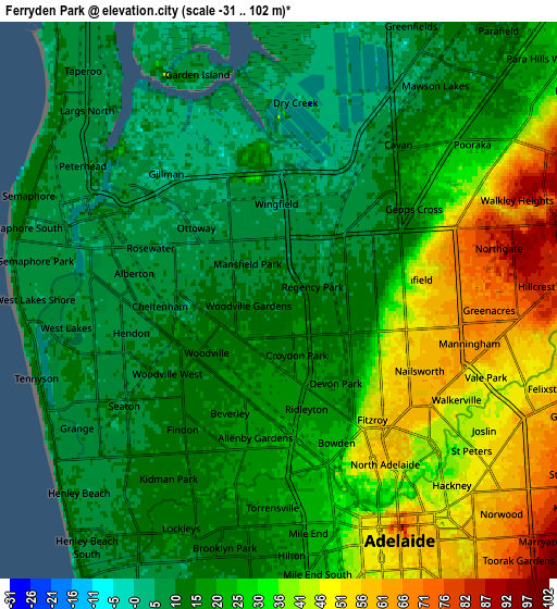 Zoom OUT 2x Ferryden Park, Australia elevation map