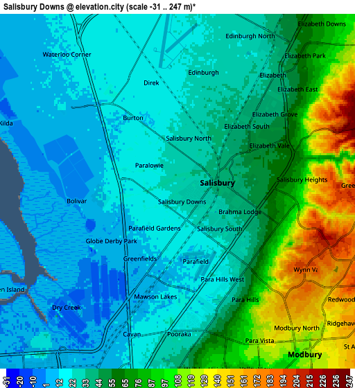 Zoom OUT 2x Salisbury Downs, Australia elevation map