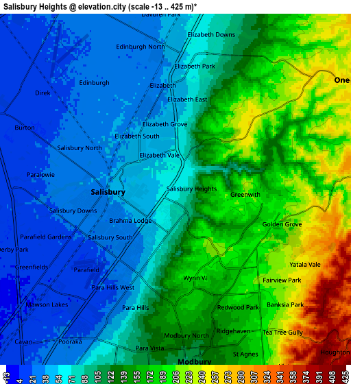 Zoom OUT 2x Salisbury Heights, Australia elevation map