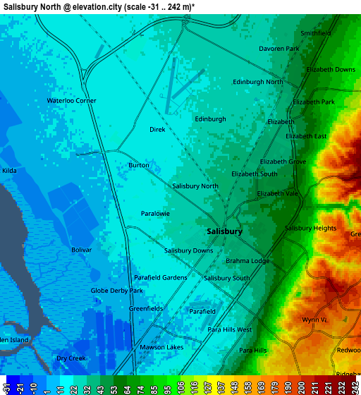 Zoom OUT 2x Salisbury North, Australia elevation map