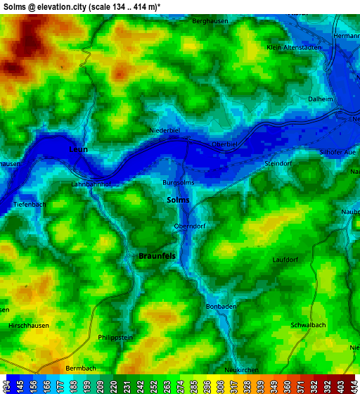 Zoom OUT 2x Solms, Germany elevation map