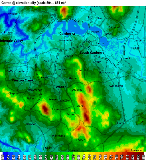 Zoom OUT 2x Garran, Australia elevation map