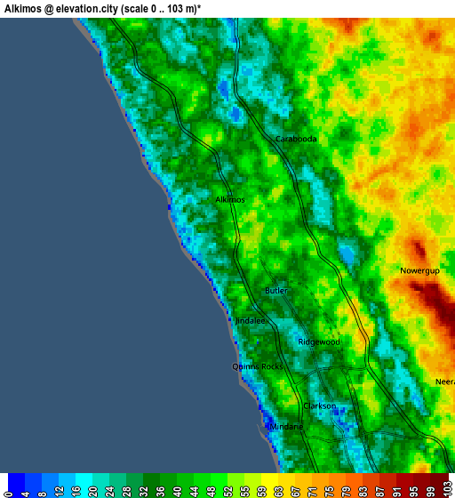 Zoom OUT 2x Alkimos, Australia elevation map