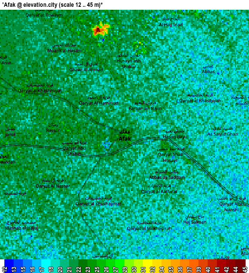 Zoom OUT 2x ‘Afak, Iraq elevation map