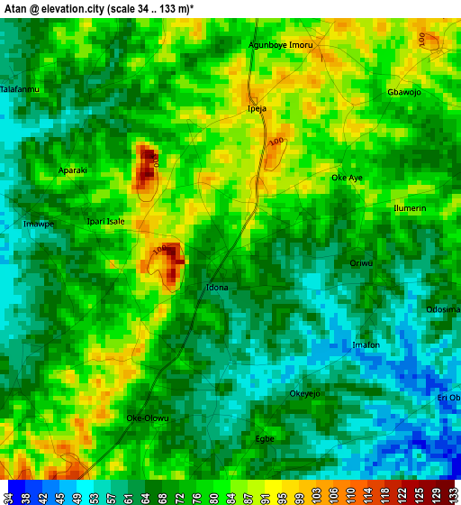 Atan elevation map