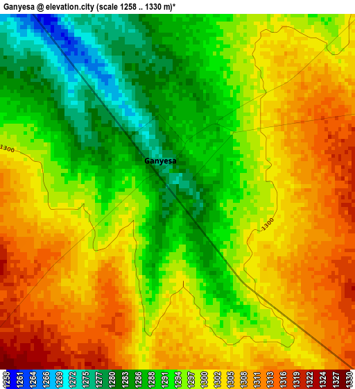 Ganyesa elevation map