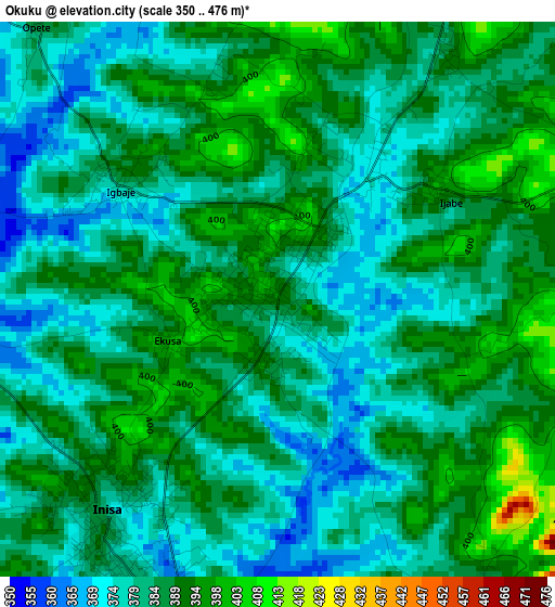 Okuku elevation map