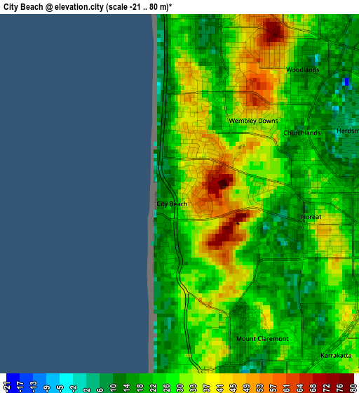 City Beach elevation map