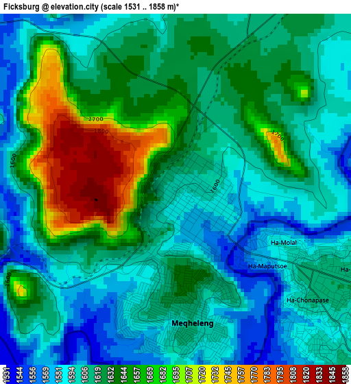 Ficksburg elevation map