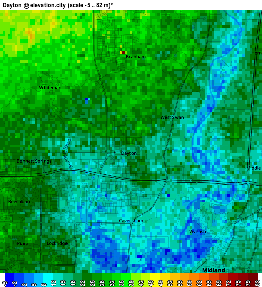 Dayton elevation map