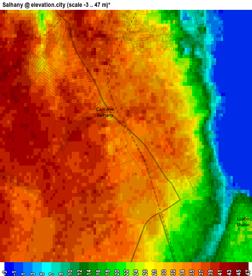 Salhany elevation map