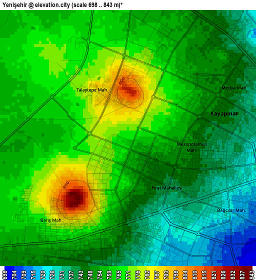 Yenişehir elevation map