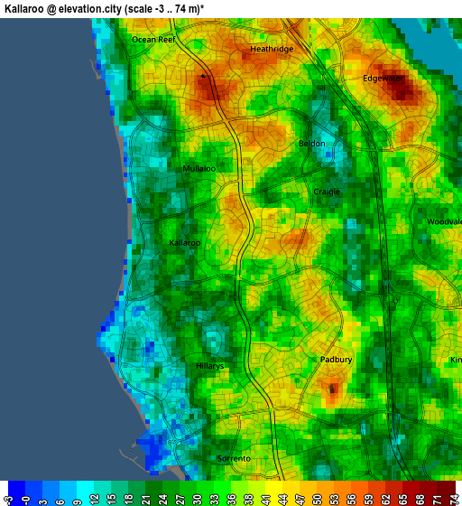 Kallaroo elevation map