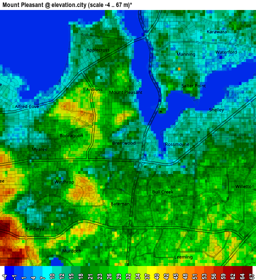 Mount Pleasant elevation map