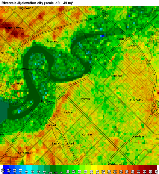 Rivervale elevation map
