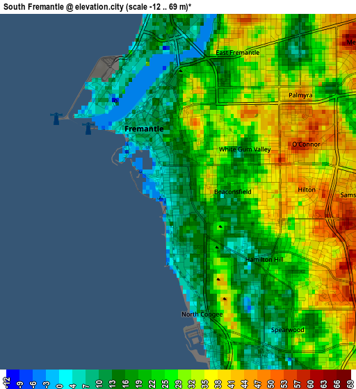 South Fremantle elevation map