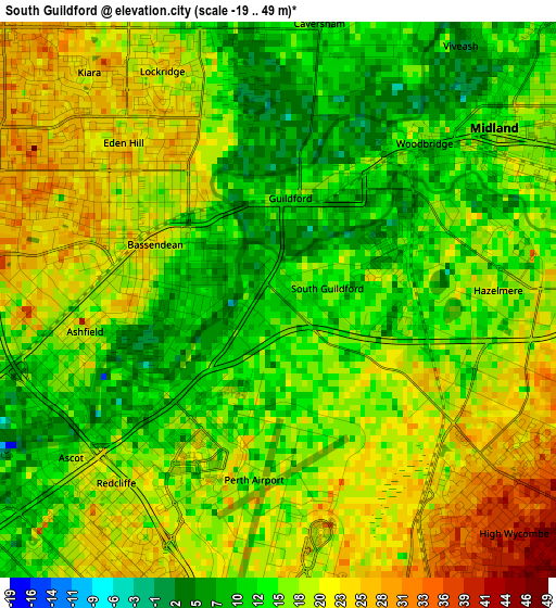 South Guildford elevation map