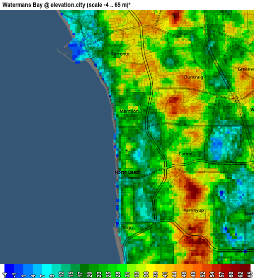 Watermans Bay elevation map