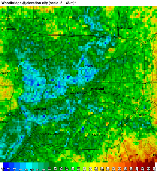 Woodbridge elevation map