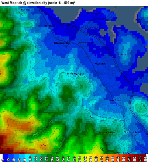 West Moonah elevation map