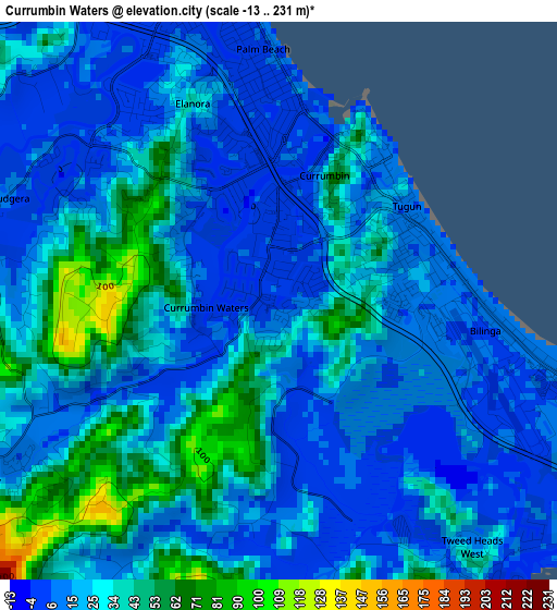 Currumbin Waters elevation map