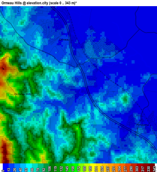 Ormeau Hills elevation map