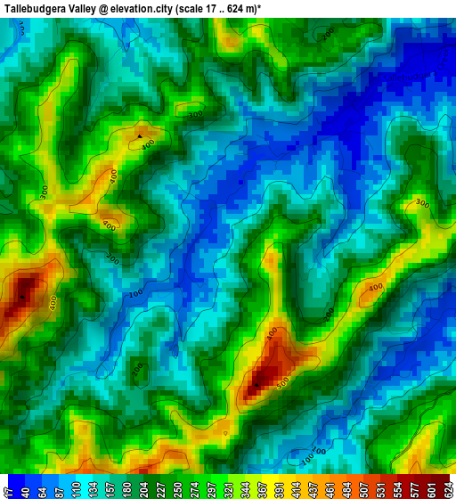 Tallebudgera Valley elevation map