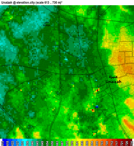 Unaizah elevation map