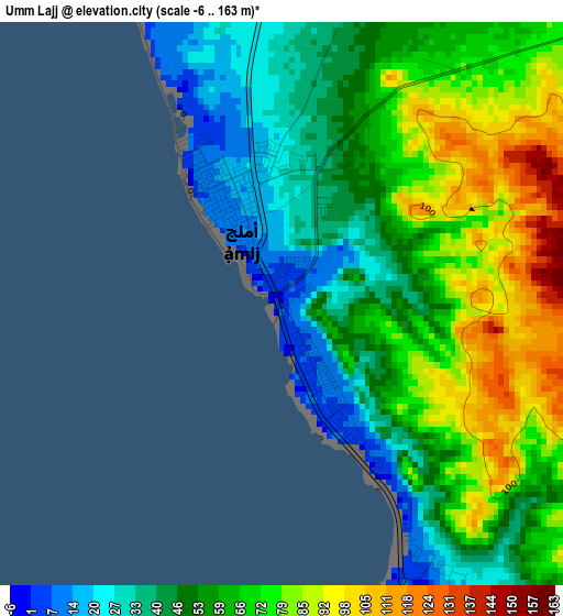 Umm Lajj elevation map