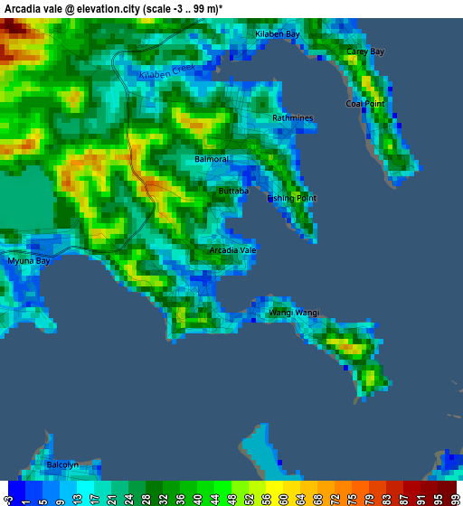 Arcadia vale elevation map