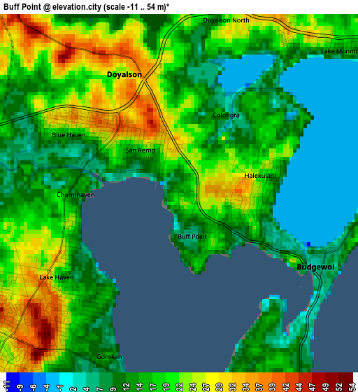 Buff Point elevation map