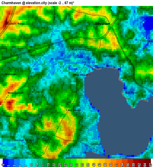 Charmhaven elevation map