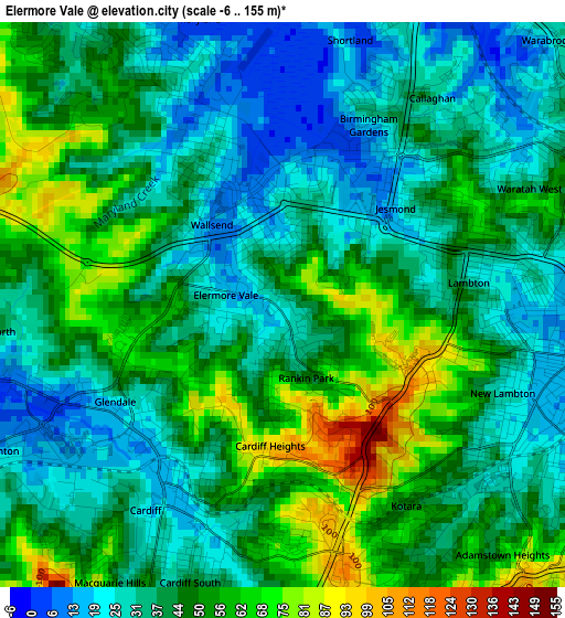 Elermore Vale elevation map