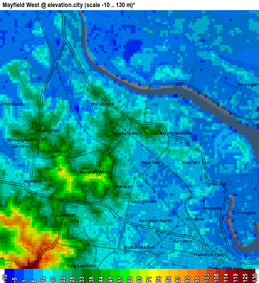 Mayfield West elevation map